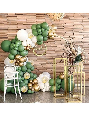 TOLOYE Guirnalda Globos Cumpleaños Verde Salvia, Arcos de Globos Safari Selva Tropicales con Globos Cumpleaños Oro Blanco Glo