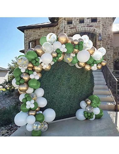 TOLOYE Guirnalda Globos Cumpleaños Verde Salvia, Arcos de Globos Safari Selva Tropicales con Globos Cumpleaños Oro Blanco Glo