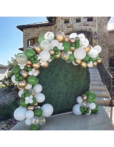 TOLOYE Guirnalda Globos Cumpleaños Verde Salvia, Arcos de Globos Safari Selva Tropicales con Globos Cumpleaños Oro Blanco Glo