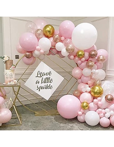 Kit de Guirnalda de Globos, 119 Piezas Kit de Arco de Guirnalda de Globos Rosa Blanco Adecuado Para Damas y Niñas Bodas Fiest
