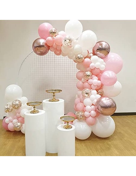 Kit de Guirnalda de Globos, 119 Piezas Kit de Arco de Guirnalda de Globos Rosa Blanco Adecuado Para Damas y Niñas Bodas Fiest