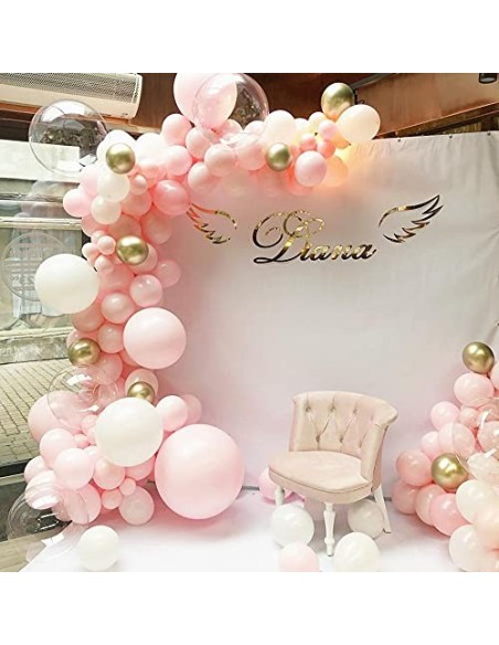 Kit de Guirnalda de Globos, 119 Piezas Kit de Arco de Guirnalda de Globos Rosa Blanco Adecuado Para Damas y Niñas Bodas Fiest