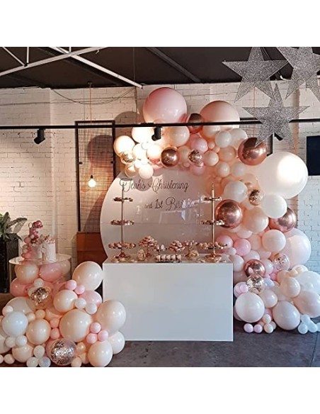 Kit de Guirnalda de Globos, 119 Piezas Kit de Arco de Guirnalda de Globos Rosa Blanco Adecuado Para Damas y Niñas Bodas Fiest