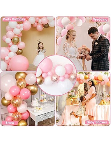 Kit de Guirnalda de Globos, 119 Piezas Kit de Arco de Guirnalda de Globos Rosa Blanco Adecuado Para Damas y Niñas Bodas Fiest