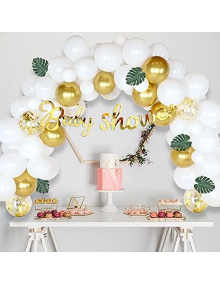 Baby Shower Balloon Garland Arch Kit blanco y dorado 105 Pack Mummy to Be Sash, Baby Shower Balloon Banner Decoration Set par