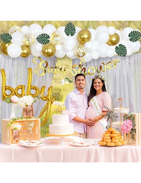 Baby Shower Balloon Garland Arch Kit blanco y dorado 105 Pack Mummy to Be Sash, Baby Shower Balloon Banner Decoration Set par