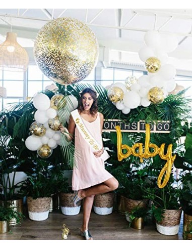 Baby Shower Balloon Garland Arch Kit blanco y dorado 105 Pack Mummy to Be Sash, Baby Shower Balloon Banner Decoration Set par