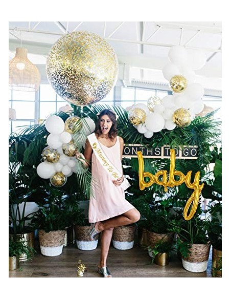 Baby Shower Balloon Garland Arch Kit blanco y dorado 105 Pack Mummy to Be Sash, Baby Shower Balloon Banner Decoration Set par