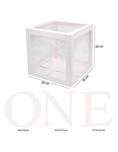 HOWAF Cajas de globos de primer cumpleaños para niño, 3 unidades, color blanco, transparente, con una letra para primer cumpl
