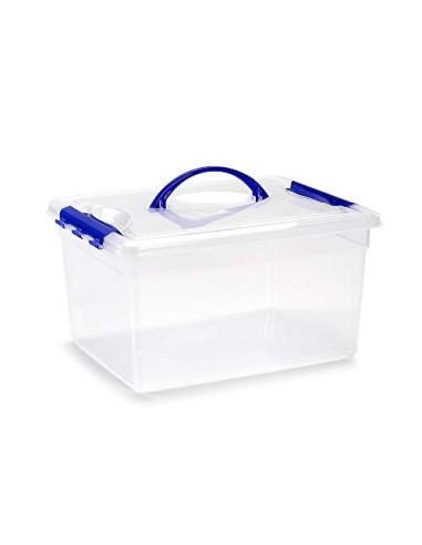PLASTIC FORTE, Caja de almacenamiento, Transparente, 12 litros, con asa