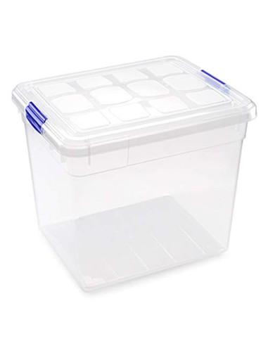 PLASTIC FORTE, Caja de almacenamiento, Transparente, 35 litros, sin ruedas