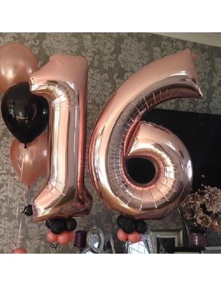Globo Número Azul/Rojo/Oro/Plata/Oro rosa/Arco iris 105cm Gigante Globo Mylar Grande Ideal para Fiesta Apto para Helio