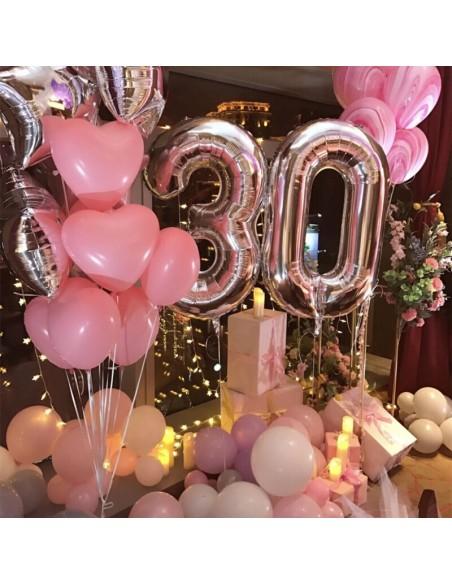 Globo Número Azul/Rojo/Oro/Plata/Oro rosa/Arco iris 105cm Gigante Globo Mylar Grande Ideal para Fiesta Apto para Helio