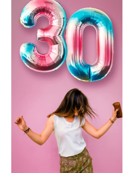 Globo Número Azul/Rojo/Oro/Plata/Oro rosa/Arco iris 105cm Gigante Globo Mylar Grande Ideal para Fiesta Apto para Helio