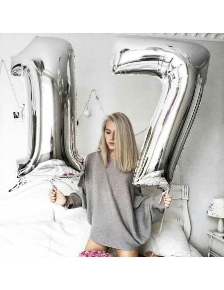 Globo Número Azul/Rojo/Oro/Plata/Oro rosa/Arco iris 105cm Gigante Globo Mylar Grande Ideal para Fiesta Apto para Helio