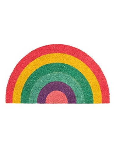 Fisura – Felpudo Exterior “arcoíris” de Coco con Base Antideslizante de PVC. Felpudo semicircular. Medidas: 70cm x 40cm x 1,5