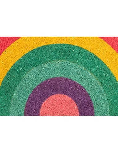Fisura – Felpudo Exterior “arcoíris” de Coco con Base Antideslizante de  PVC. Felpudo semicircular. Medidas: 70cm x 40cm x 1,5