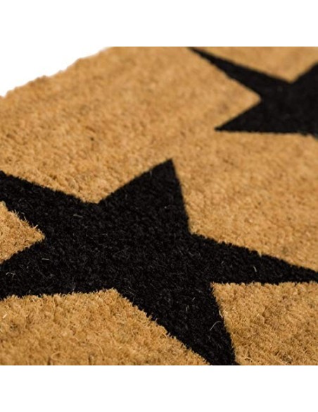Lola Home Felpudo Antideslizante marrón clásico de Fibra de Coco Natural de 25x75 cm  Stars 