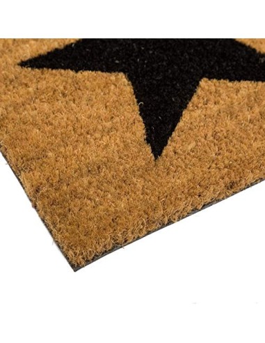 Lola Home Felpudo Antideslizante marrón clásico de Fibra de Coco Natural de 25x75 cm  Stars 