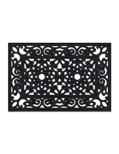 Relaxdays Felpudo de Goma con Adornos, 60 x 40 cm, para Interior y Exterior, Antideslizante, Color Negro