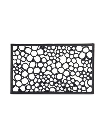 Relaxdays – 10020195 Felpudo Goma con Flores como Felpudo o Zapatos Felpudo, Negro, 45 x 75 x 1 cm
