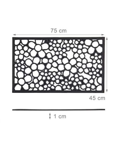 Relaxdays – 10020195 Felpudo Goma con Flores como Felpudo o Zapatos Felpudo, Negro, 45 x 75 x 1 cm