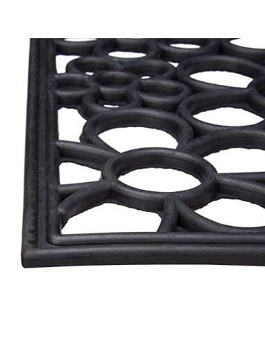 Relaxdays – 10020195 Felpudo Goma con Flores como Felpudo o Zapatos Felpudo, Negro, 45 x 75 x 1 cm