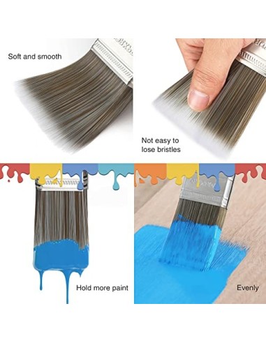 WORKPRO 4 piezas Juego de pinceles profesional, madera brochas pintura con certificación FSC 100%, set de brocha plana y angu