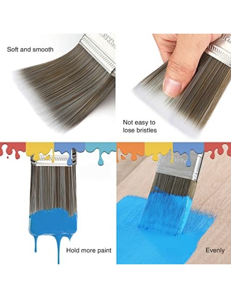 WORKPRO 4 piezas Juego de pinceles profesional, madera brochas pintura con certificación FSC 100%, set de brocha plana y angu
