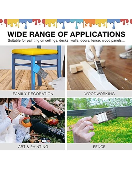 WORKPRO 4 piezas Juego de pinceles profesional, madera brochas pintura con certificación FSC 100%, set de brocha plana y angu