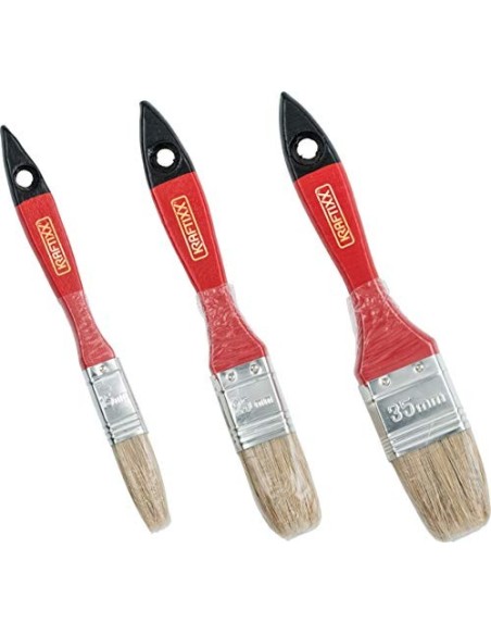 kwb 030990 - Juego de 3 pinceles planos pincel para esmaltar, 15, 25 y 35 mm, pincel para barniz