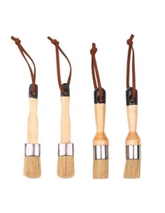 Fesjoy Juego de 4 Pinceles para Pintar, Pinceles para el hogar, Incluye Pincel Redondo/Plano con Bucle para Colgar, Mango erg