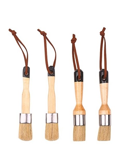 Fesjoy Juego de 4 Pinceles para Pintar, Pinceles para el hogar, Incluye Pincel Redondo/Plano con Bucle para Colgar, Mango erg