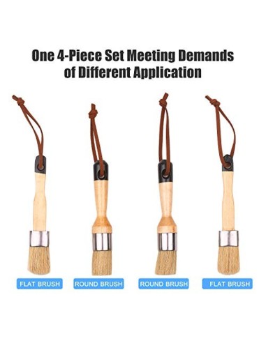 Fesjoy Juego de 4 Pinceles para Pintar, Pinceles para el hogar, Incluye Pincel Redondo/Plano con Bucle para Colgar, Mango erg