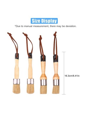 Fesjoy Juego de 4 Pinceles para Pintar, Pinceles para el hogar, Incluye Pincel Redondo/Plano con Bucle para Colgar, Mango erg