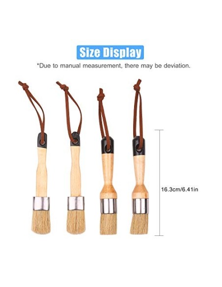 Fesjoy Juego de 4 Pinceles para Pintar, Pinceles para el hogar, Incluye Pincel Redondo/Plano con Bucle para Colgar, Mango erg