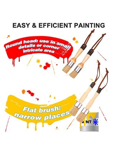 Fesjoy Juego de 4 Pinceles para Pintar, Pinceles para el hogar, Incluye Pincel Redondo/Plano con Bucle para Colgar, Mango erg