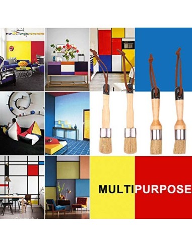 Fesjoy Juego de 4 Pinceles para Pintar, Pinceles para el hogar, Incluye Pincel Redondo/Plano con Bucle para Colgar, Mango erg