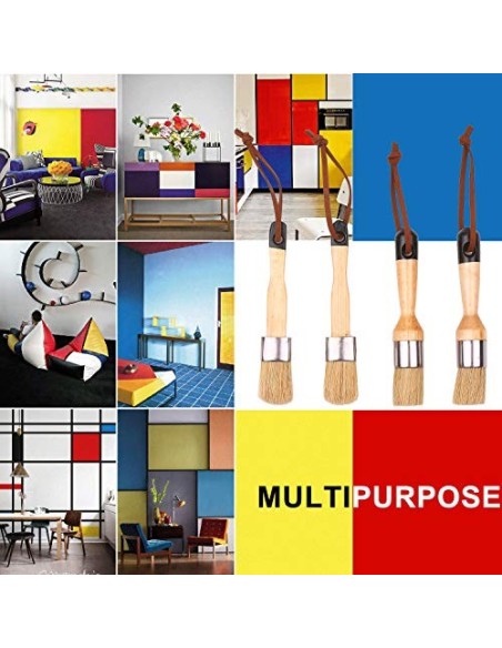 Fesjoy Juego de 4 Pinceles para Pintar, Pinceles para el hogar, Incluye Pincel Redondo/Plano con Bucle para Colgar, Mango erg