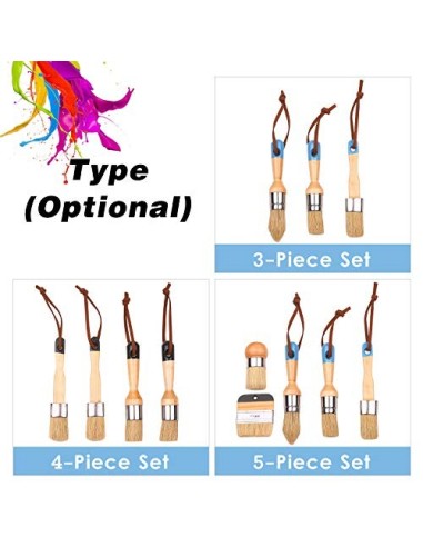 Fesjoy Juego de 4 Pinceles para Pintar, Pinceles para el hogar, Incluye Pincel Redondo/Plano con Bucle para Colgar, Mango erg