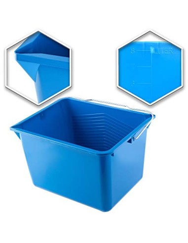 KADAX Cubo de pintura cuadrado de plástico para pintura, cubo con mango de metal, cubo de agua resistente con borde de vertid