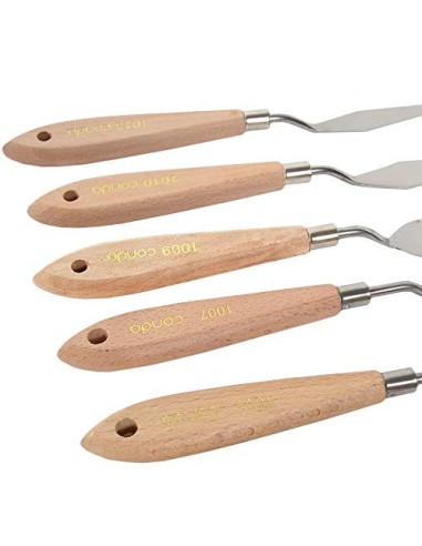 CONDA Juego Profesional de 11 Piezas de Espátulas de Acero con Mango de Madera para Pintura