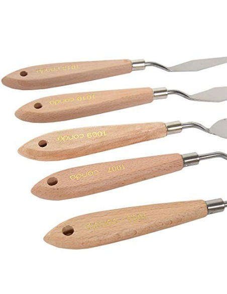 CONDA Juego Profesional de 11 Piezas de Espátulas de Acero con Mango de Madera para Pintura