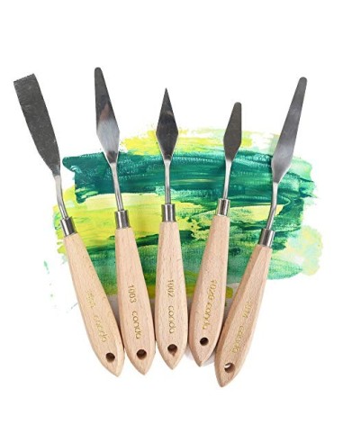 CONDA Juego Profesional de 11 Piezas de Espátulas de Acero con Mango de Madera para Pintura