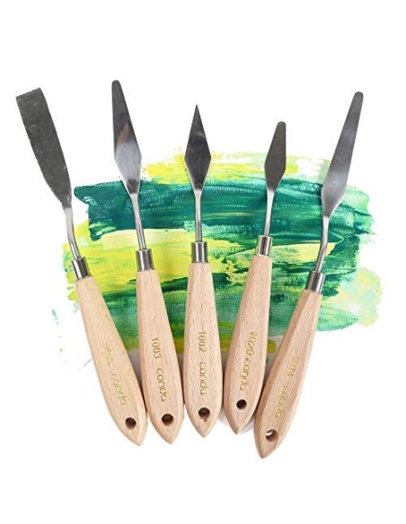CONDA Juego Profesional de 11 Piezas de Espátulas de Acero con Mango de Madera para Pintura