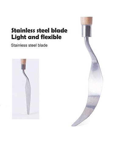 CONDA Juego Profesional de 11 Piezas de Espátulas de Acero con Mango de Madera para Pintura