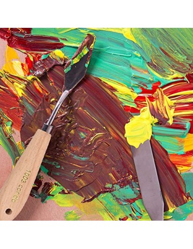 CONDA Juego Profesional de 11 Piezas de Espátulas de Acero con Mango de Madera para Pintura