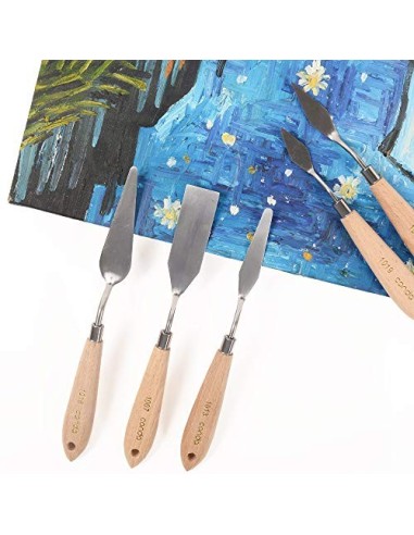 CONDA Juego Profesional de 11 Piezas de Espátulas de Acero con Mango de Madera para Pintura