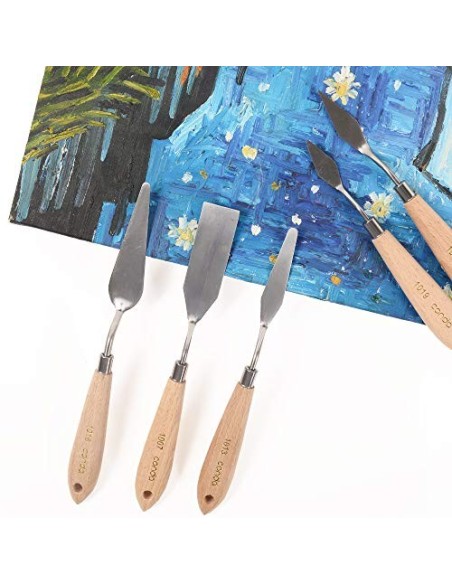 CONDA Juego Profesional de 11 Piezas de Espátulas de Acero con Mango de Madera para Pintura