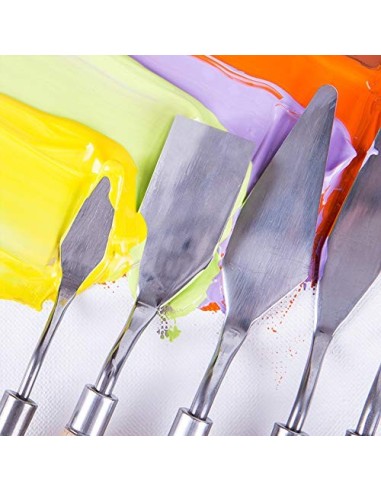 CONDA Juego Profesional de 11 Piezas de Espátulas de Acero con Mango de Madera para Pintura